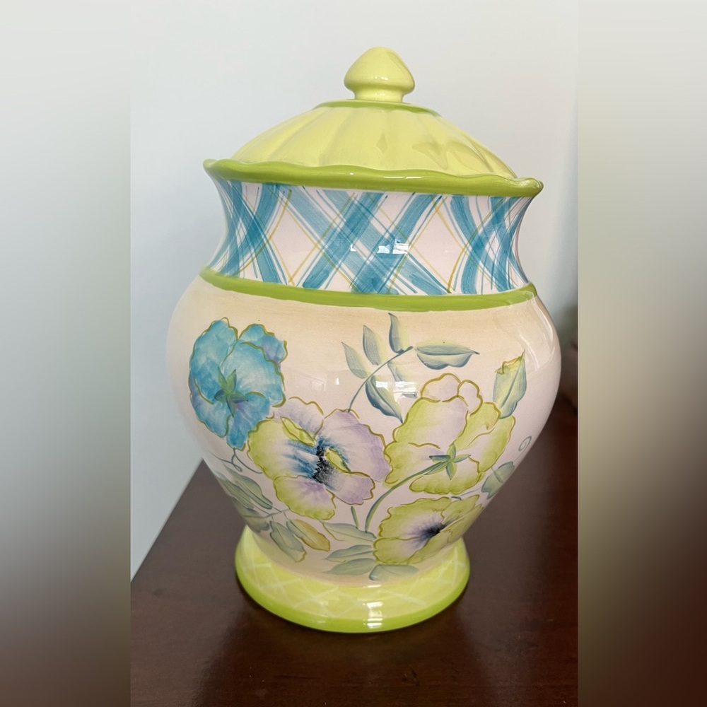 Wild Pansy Floral Cookie Jar with Lid
